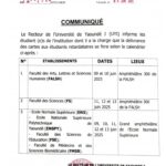 COMMUNIQUÉ DE MONSIEUR LE RECTEUR A L’ATTENTION DES ÉTUDIANTS