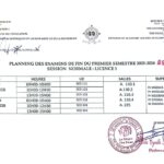 PLANNING DES EXAMENS DE FIN DU PREMIER SEMESTRE 2025-2026