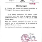 COMMUNIQUÉ DE MONSIEUR LE DOYEN A L’ATTENTION DES ÉTUDIANTS DU DUPES