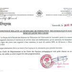 COMMUNIQUÉ DE MONSIEUR LE DOYEN RELATIF AU SÉMINAIRE DE FORMATION DES ENSEIGNANTS SUR LA MISE EN LIGNE DES COURS