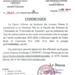 COMMUNIQUÉ DE MONSIEUR LE DOYEN A L’ATTENTION DES ÉTUDIANTS DE MASTER 2 ET DOCTORAT PHD