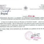 COMMUNIQUÉ DE MONSIEUR LE DOYEN A L’ATTENTION DES ÉTUDIANTS DE MASTER 1 RELATIF À LA REMEDIATION ET LA REMISE A NIVEAU DES ÉTUDIANTS INSCRITS EN MASTER 1 POUR L’UNITÉ D’ENSEIGNEMENT SED 427