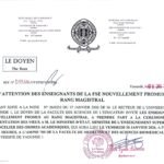 COMMUNIQUÉ DE MONSIEUR LE DOYEN A L’ATTENTION DES ENSEIGNANTS NOUVELLEMENT PROMUS AU RANG MAGISTRAL